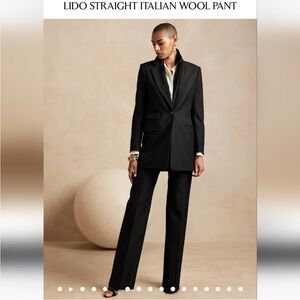 Banana Republic Lido High Rise Straight Italian Wool Pants black 773624 size 4P